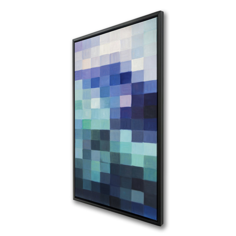 Pixelized Landscape - Modern Framed Canvas for Bathroom Decor