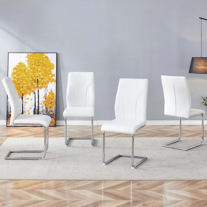 Chaises de salle à manger rembourrées en polyuréthane, Blanc