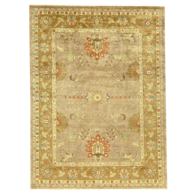 Tapis brun et doré de haute qualité noué à la main