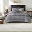 Ensemble de literie luxueuse en jacquard 7 pièces, gris et taupe, grand, style moderne