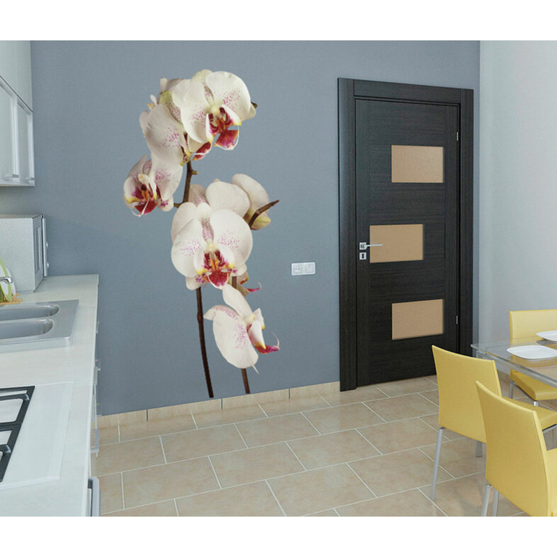 Adhésif décoratif orchidée, H 14 po x l 7 po
