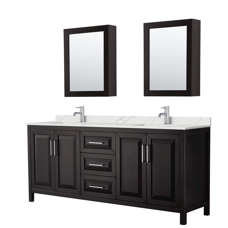 Daria 80'' W Vanity, Giotto Quartz, Brown, Polished Chrome