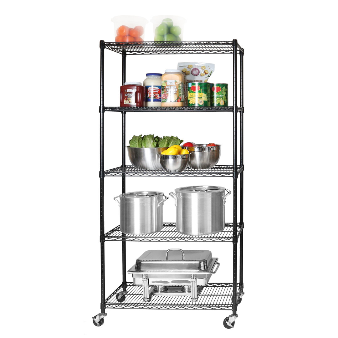 UltraDurable 36'' W x 18" D 5-Tier NSF-Certified Steel Shelving with Wheels Seville Classics 