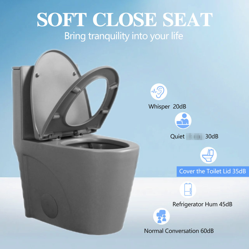 Toilette en céramique avec bol allongé, économie d'eau 1,1 / 1,6, gris, chasse d'eau 1000 grammes, siège à fermeture douce 24T01 en céramique grise, pour plus de confort, score de chasse d'eau,