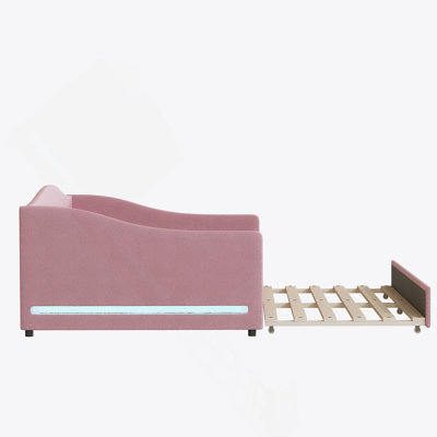 Upholstered Daybed with Light and Trundle