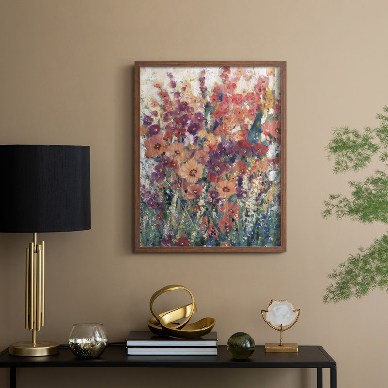Sunlit Flowers I, reproduction encadrée - bois massif, H 11 po x l 9 po, Noyer