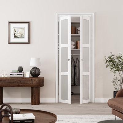 Panelled Manufactured Wood and Glass Pivot-French Door With Installation Hardware Kit