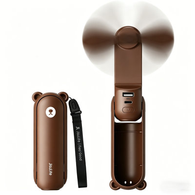 JISULIFE Handheld Fan with 4500 mAh Powerbank Max 37 Hours Runtime, Pocket Portable Battery Operated or USB Powered Folding Personal Fan, 3 Speeds, Gifts for Women Men Kids Gift for Festival