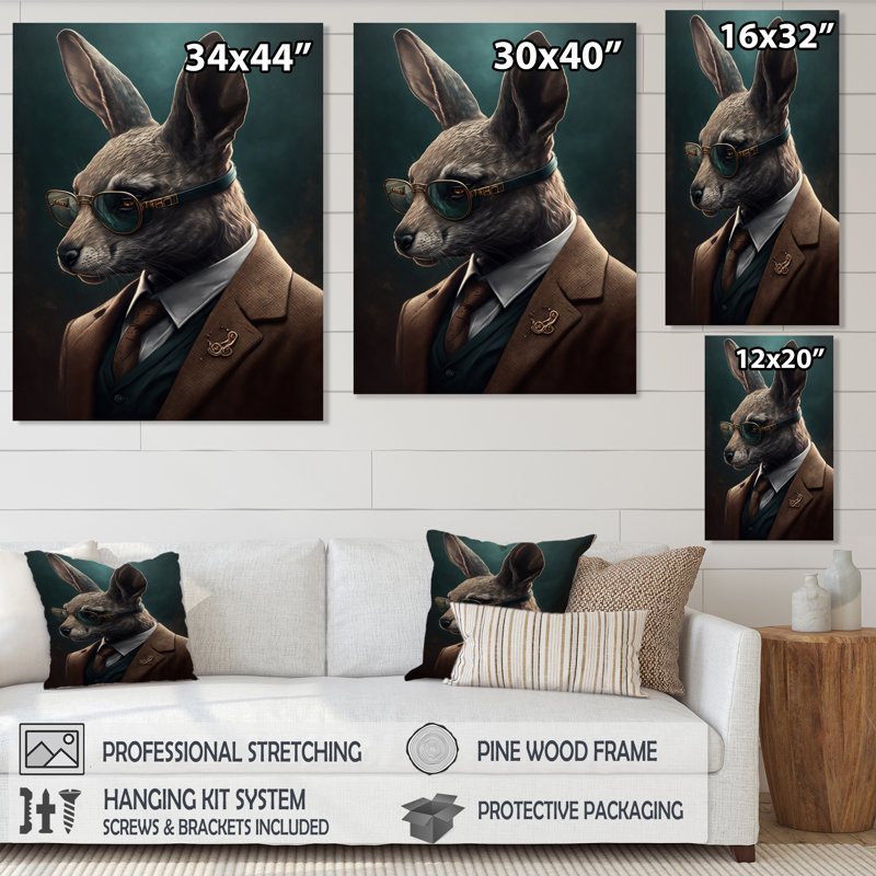 «Mafia Rabbit», impression sur toile tendue, H 20 po x l 12 po x P 1 po