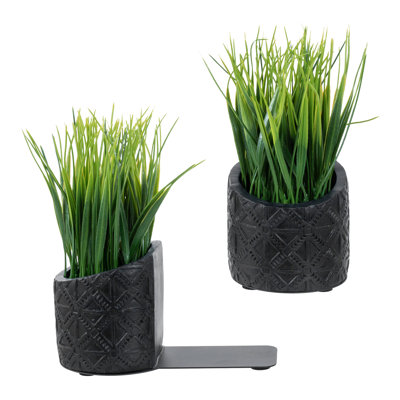 Faux Grass Black Decorative Bookends