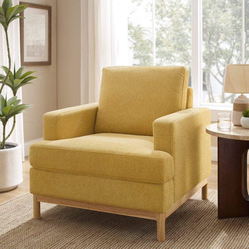 Deandrew 33.5'' Wide Accent Chair, Daisy Yellow Polyester Twill