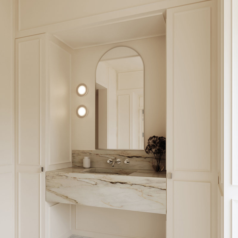 Mist Aluminium LED Flush Mounted Sconce, Clear, Round