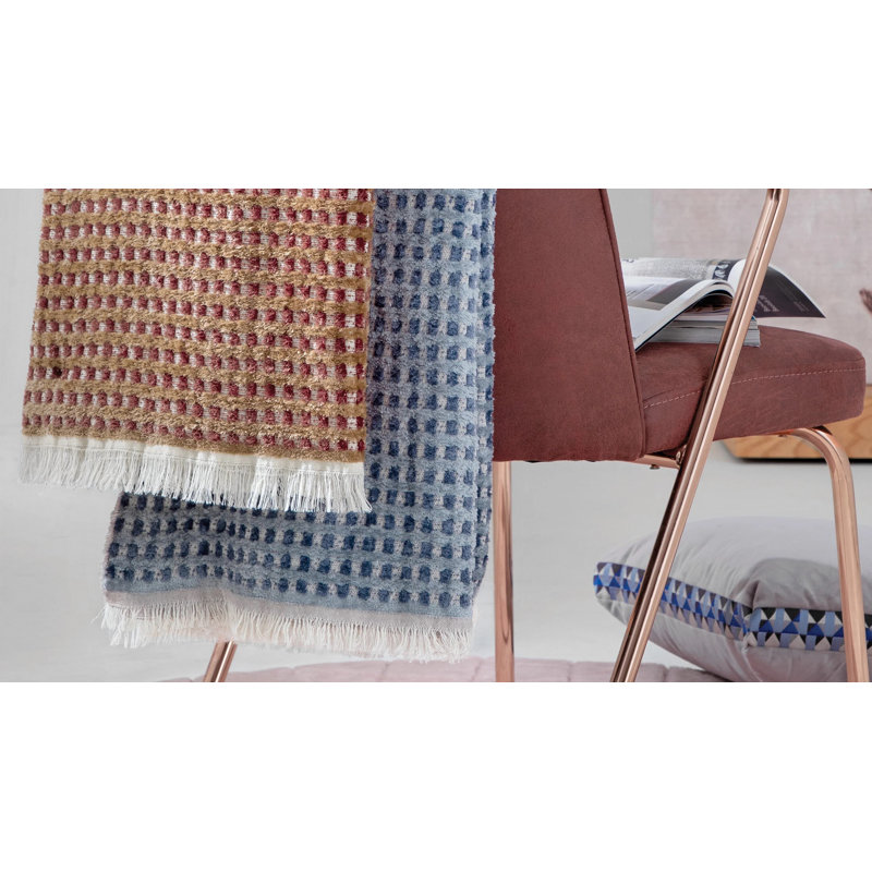Indigo Blue Hand Woven Jacquard Throw Blanket