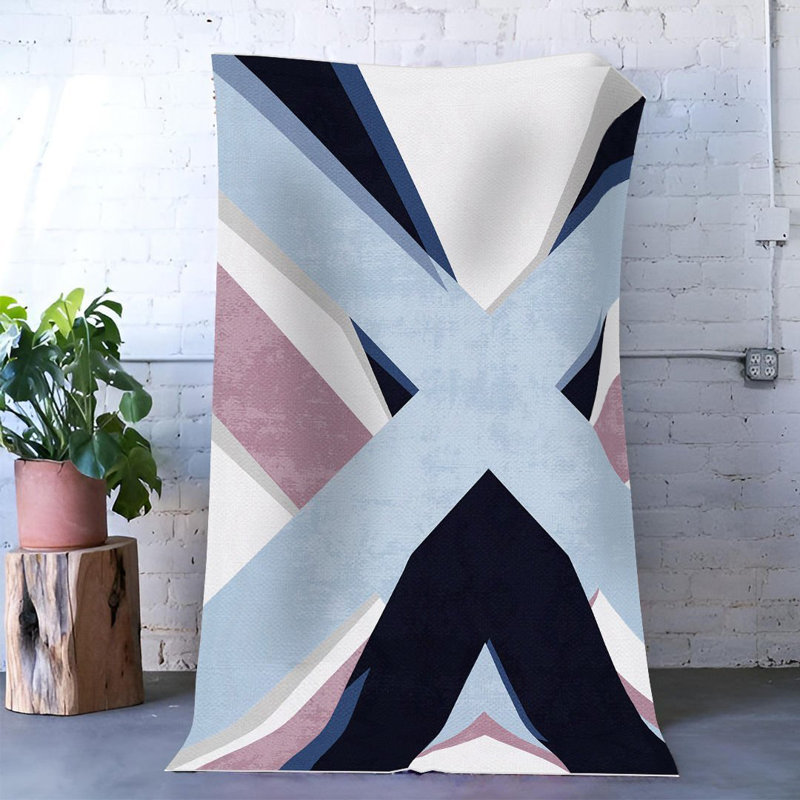Tapis décoratif multicolore à motif en X, Rectangle 4 pi 7,12 po x 6 pi 6,74 po