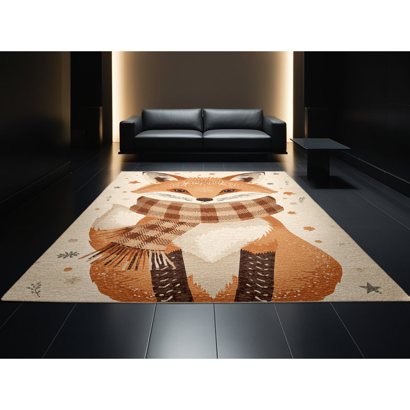 Soft Plush Esquibel Christmas Modern & Contemporary Abstract Area Rug in Beige – Beige Binding, 2x5