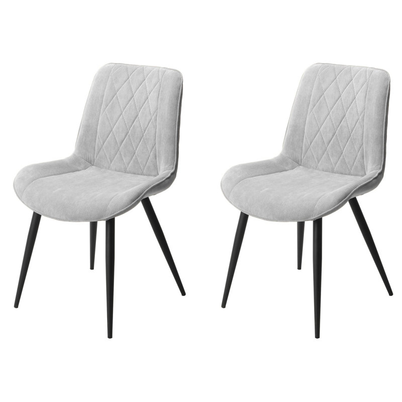 Kalie Pair of Upholstered Diamond Stitched Dining Chairs, White