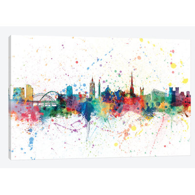Rainbow Splash Skyline Series: Newcastle, England, United Kingdom Painting Print on Wrapped Canvas Rainbow Splash Skyline Series: Newcastle, England, United Kingdom Painting Print on Wrapped Canvas