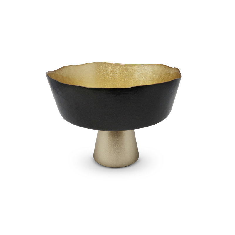 Bol décoratif en verre, Doré / Noir
