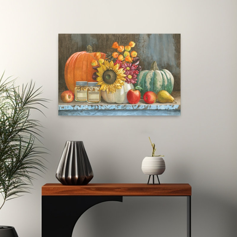 Récolte, récolte, abstrait, chorale contemporaine, tournesol, art floral d'automne, H 16 po x l 24 po