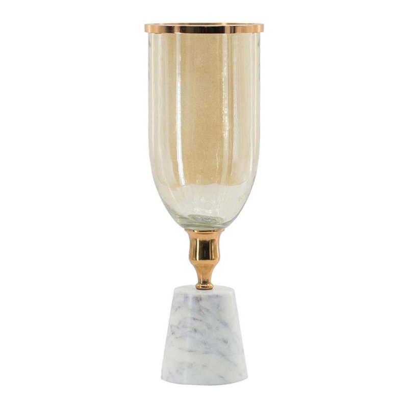 Vase de table 16 "en verre et marbre doré et blanc