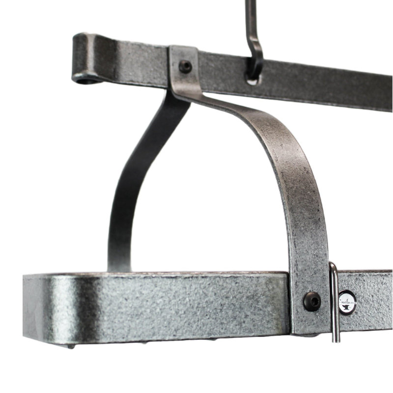 Grande Cuisine Rectangle Ceiling Rack Hammered Steel, 20.5" H x 36" W x 16" D