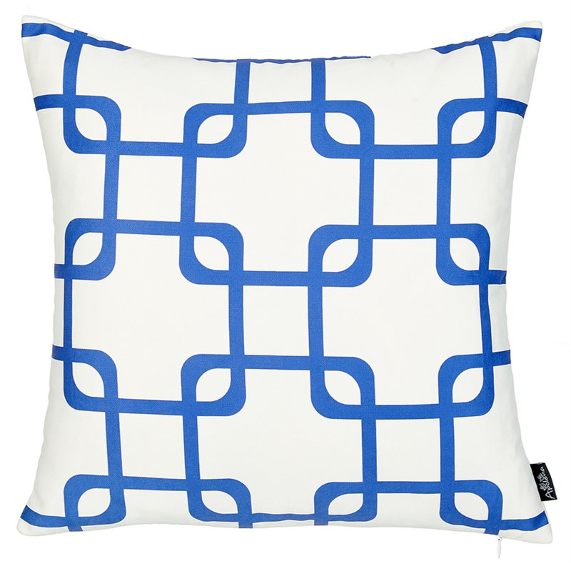 17"X 17" Jacquard Stripe Mood Decorative Throw Pillow Cover, Blue/White