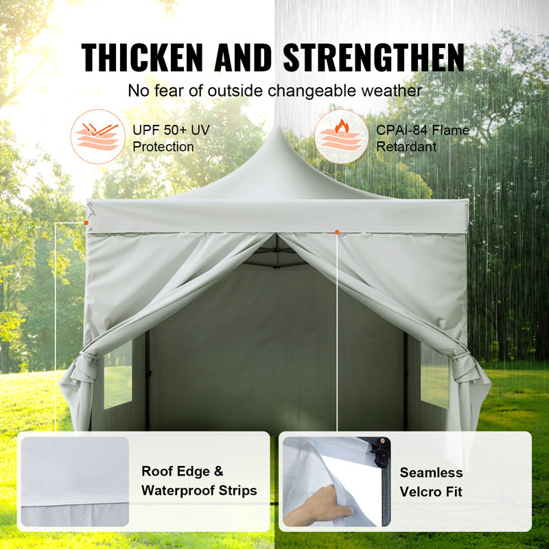 White 10x10ft Pop-Up Canopy Tent with Sidewalls and Bag