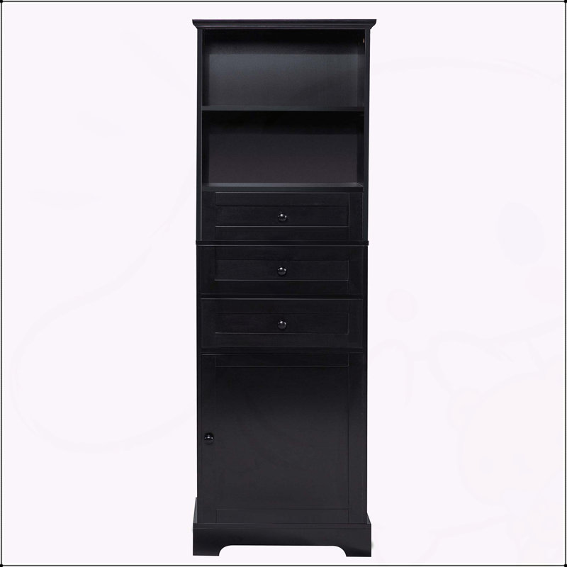 Grande armoire de rangement polyvalente avec plusieurs compartiments pour divers espaces, Noir