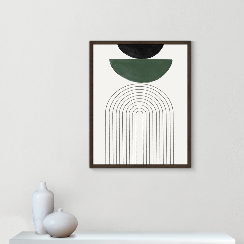 Reproduction de géométrie arquée par Miuus Studio, Walnut Woodgrain, 23.5'' W x 29.5'' H, Framed Print