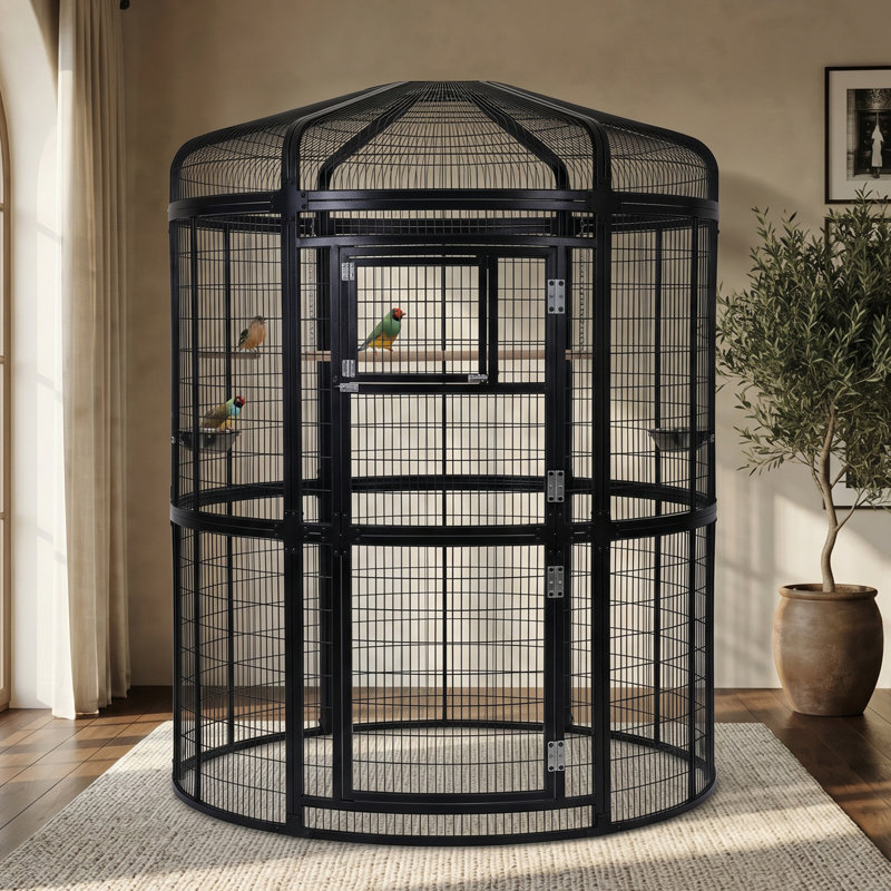 Cage à volière ronde 70 po, Noir