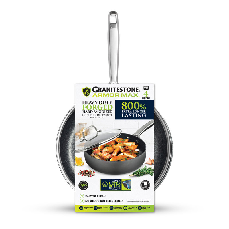 Armor Max 4 Qt Nonstick Aluminum Deep Saute Pan with Lid