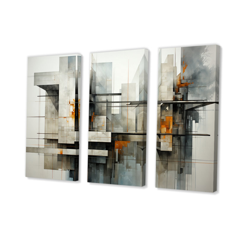 Ensemble de salon Hardedge Art Urban Geometric II - Art mural moderne, H 28 po x l 36 po x P 1 po