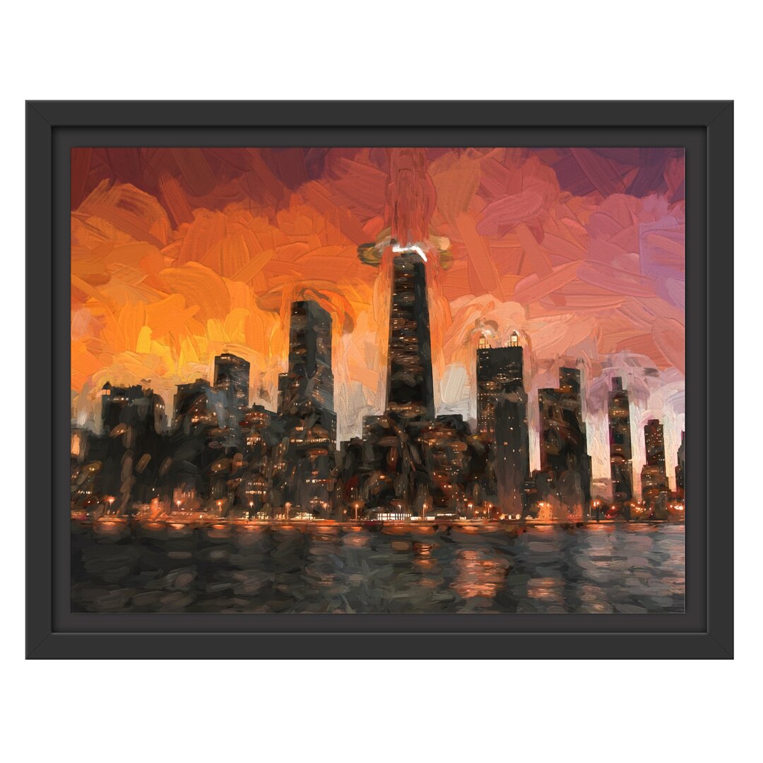 Gerahmtes Wandbild Chicago-Wolkenkratzer-Silhouette