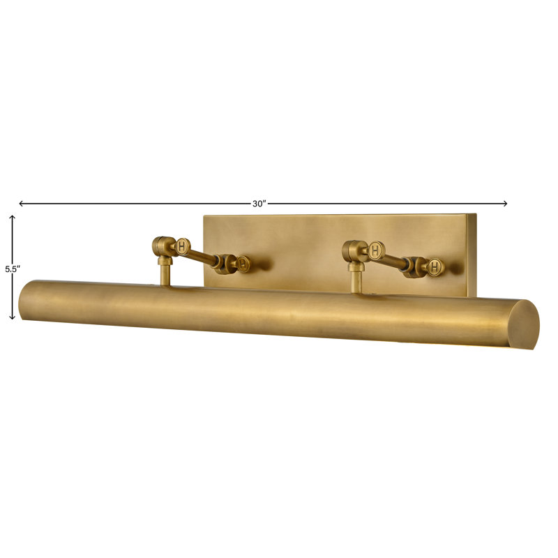 2-Light Adjustable Plug-In Picture Light w/ On/Off Switch, Heritage Brass