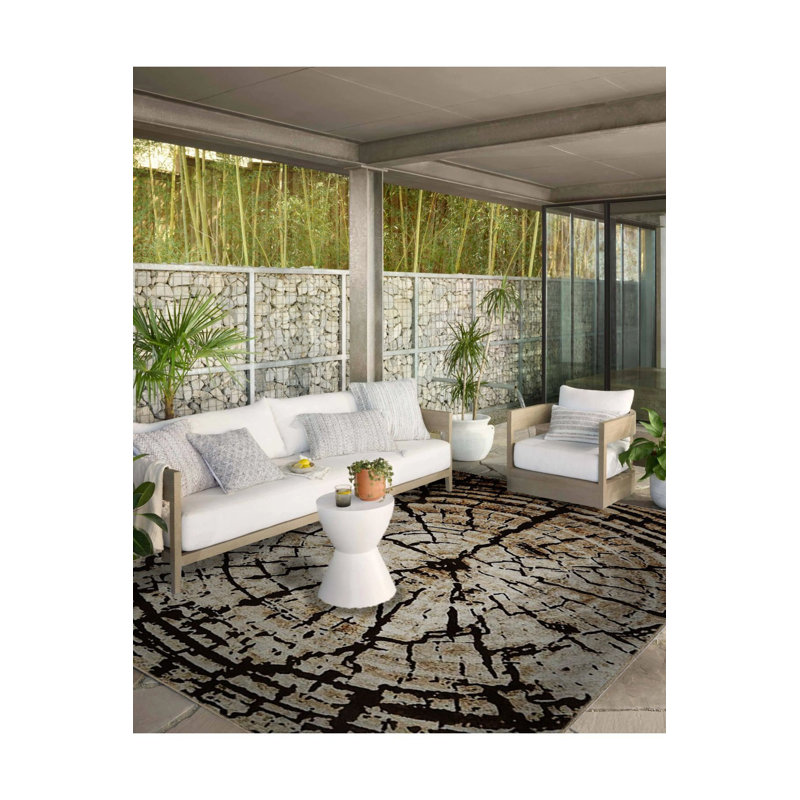 Tapis beige lavable à la machine, Rectangle 4 pi 7 po x 6 pi 7 po