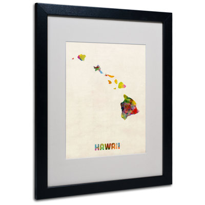 « hawaii map » par michael thompsett, impression encadrée