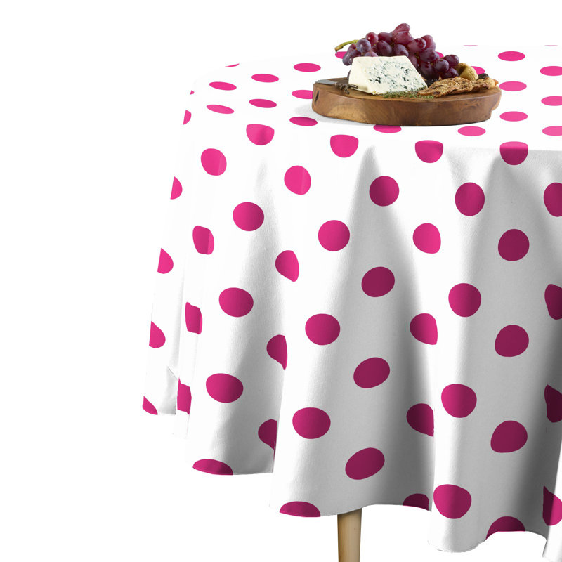Yawri Dots Round Tablecloth, Hot Pink/White, 70" x 70"