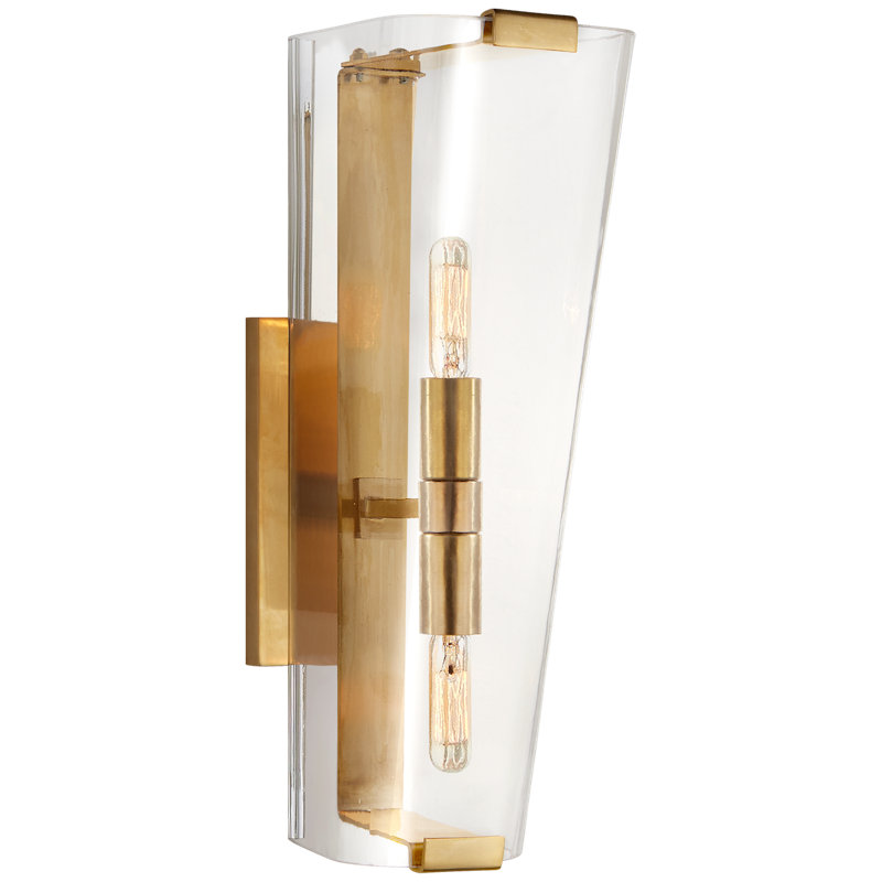 AERIN Alpine Single Sconce, Clear, Hand-Rubbed Antique Brass