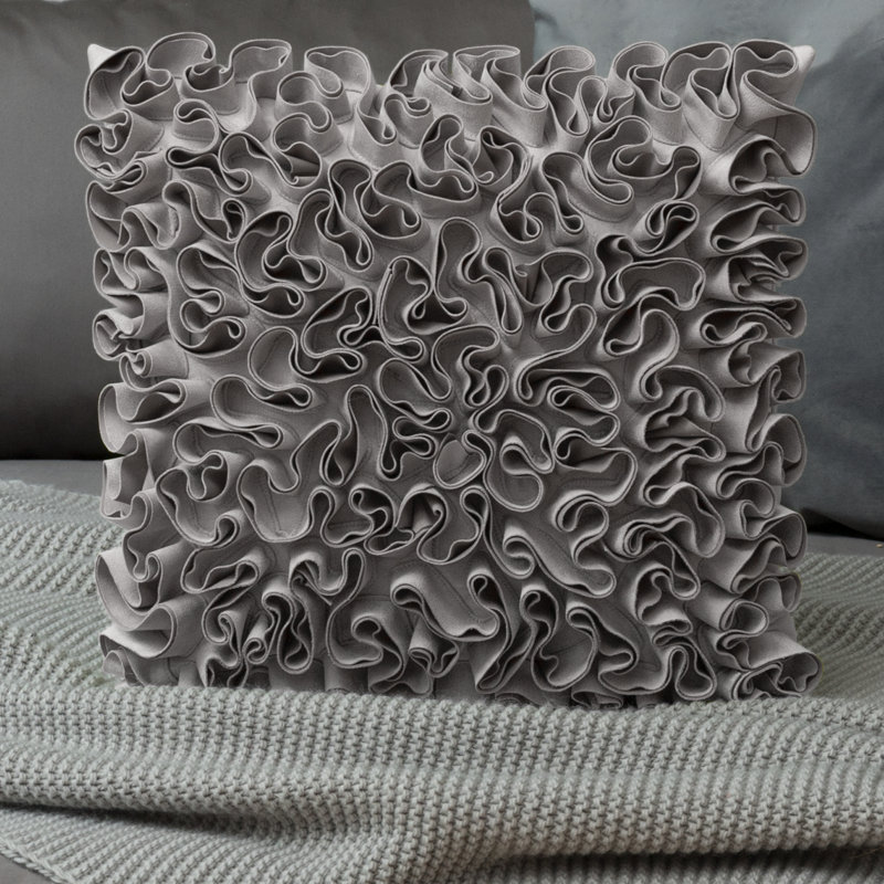 Appliqued Microsuede Pillow Cover, Gray