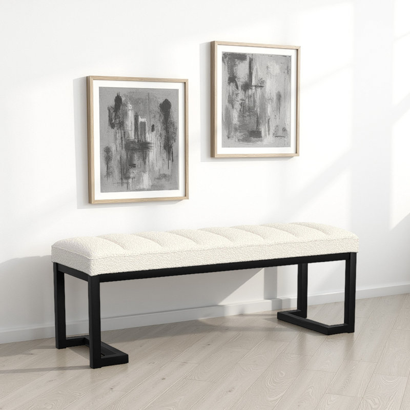 Banc rembourré Adileni Boucle, Vanille