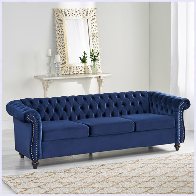 Dierdre 84.75 Sofa Couch, Chesterfield Style Sofa with Button Tufted