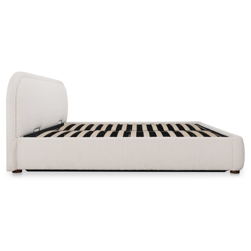 Shonda Upholstered Low Profile Platform Bed, Beige, Twin