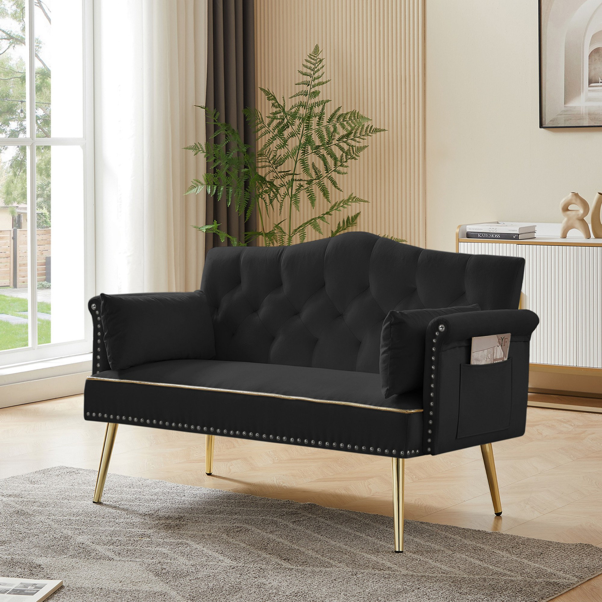 Mercer41 Tufted Loveseat, 2-Seater Sofa, Living Room Sofa