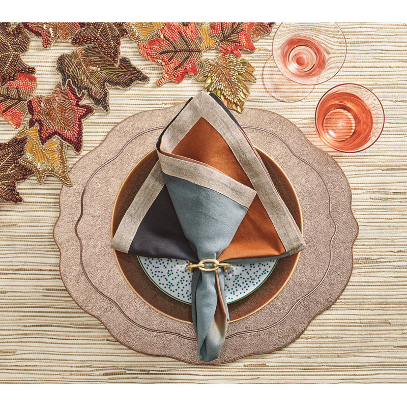 Dip Dye Linen Napkin, Midnight/Copper