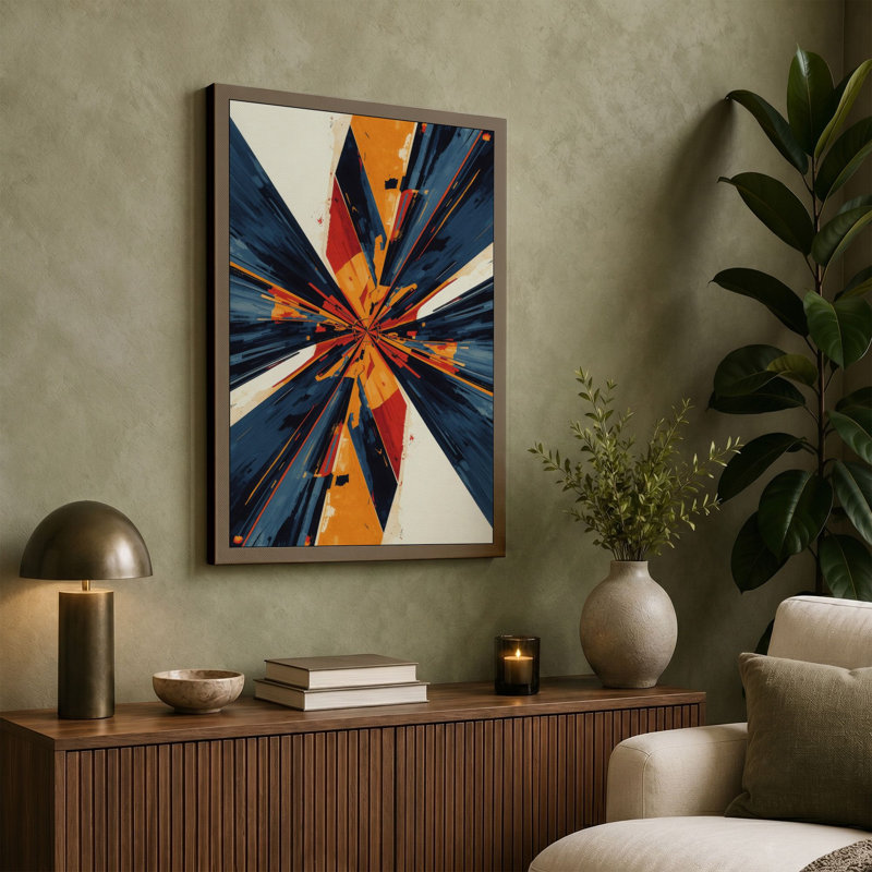 Starburst Geometry Geometric - Wrapped Canvas, 36x24 - 91.4 x 61.0 cm, Taupe Border