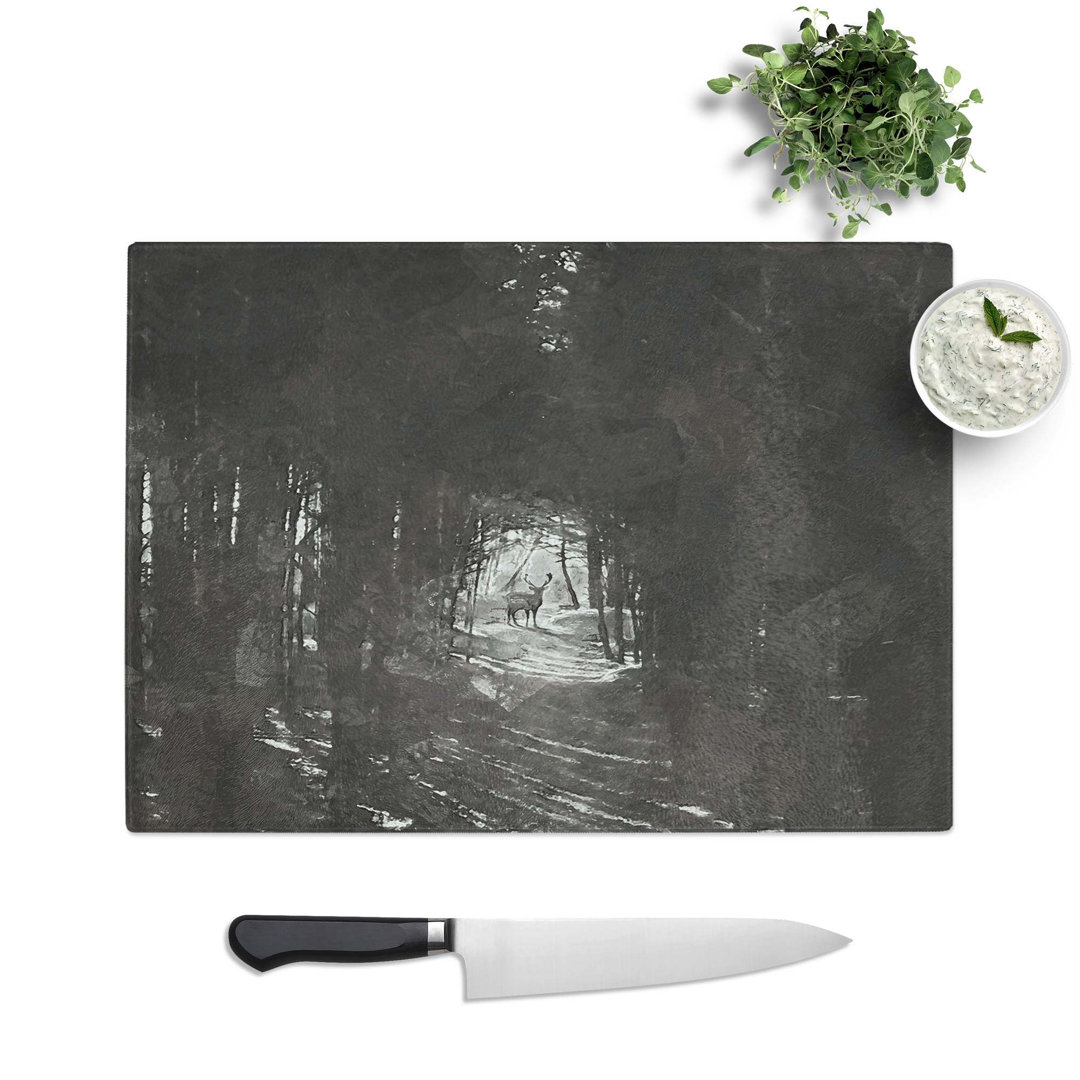 Tempered Glass Deer Stag Within the Forest Chopping Board