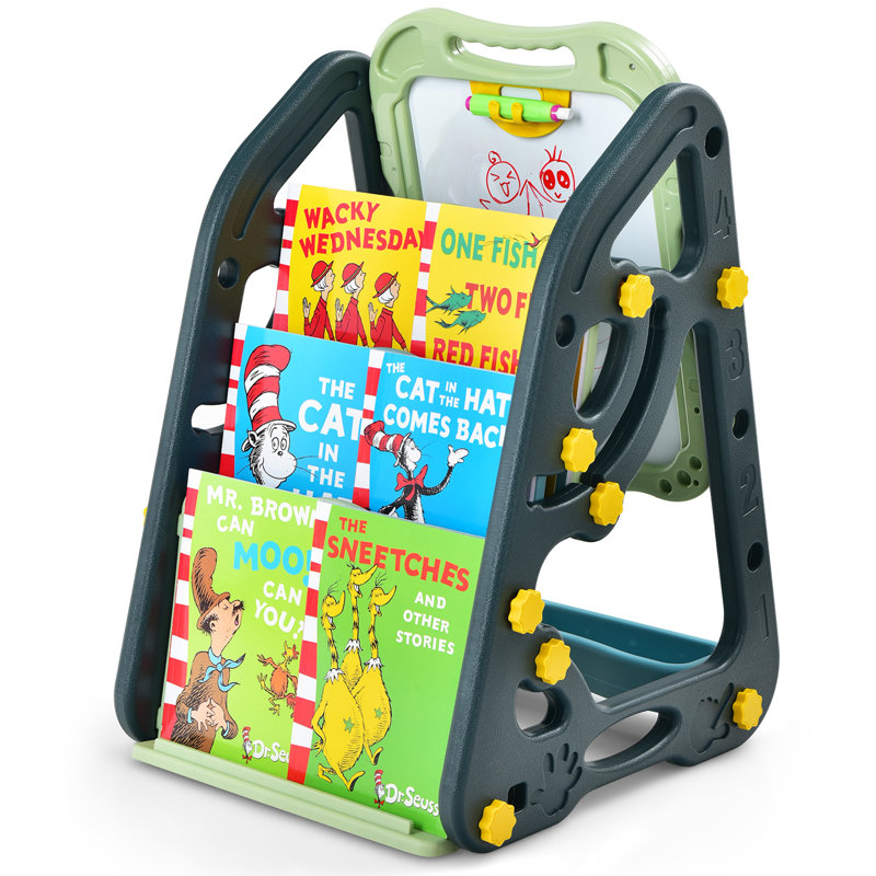 Parchure Zoomie Kids Adjustable Plastic Board Easel, Green/Blue