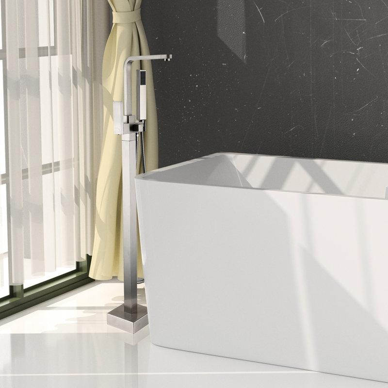 Brushed Nickel Freestanding Bathtub Faucet With Hand Shower, Made Metal For A Stylish Bath Shower Crafted Solid Luxurious Time