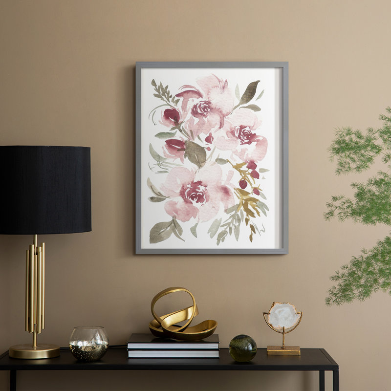 Spring Fling Bouquet IV Framed Print - Solid Wood, 30" H x 24" W, Gray
