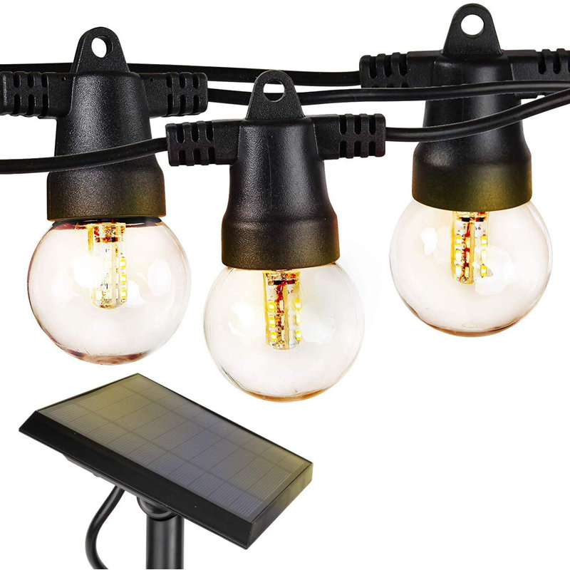 27 Ft Solar Powered Outdoor LED Globe String Lights